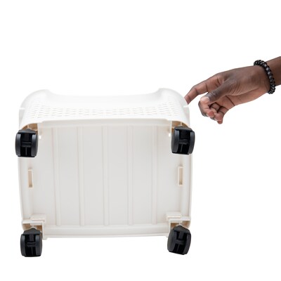 Mind Reader Plastic/Poly Mobile Kitchen Cart with Swivel Wheels, Ivory (ROLLBASK3-IVO)