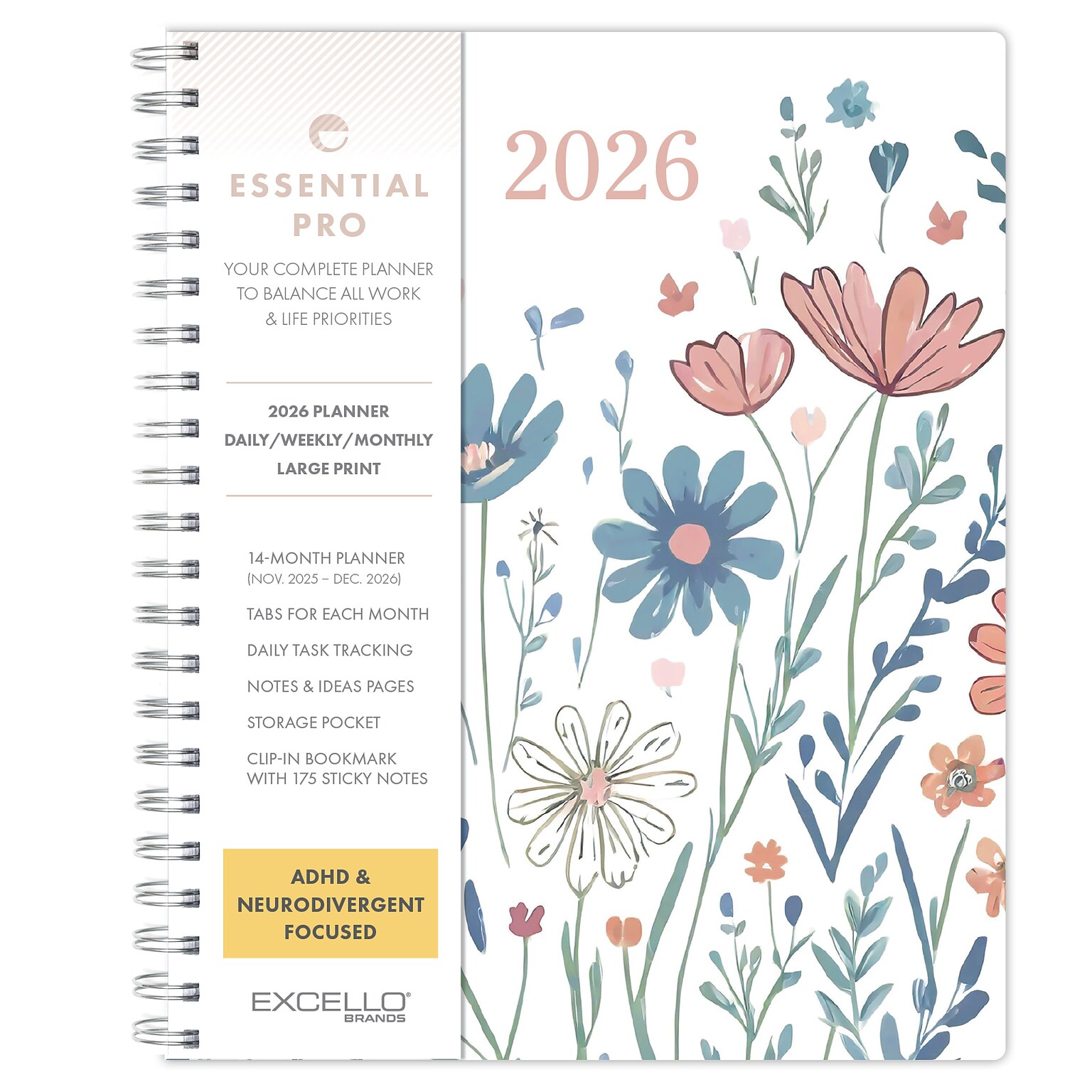 2026 Global Printed Products 8.5 x 11 Weekly & Monthly Planner, Paperboard Cover, Colorful Botanicals (ESPROCY26851130)