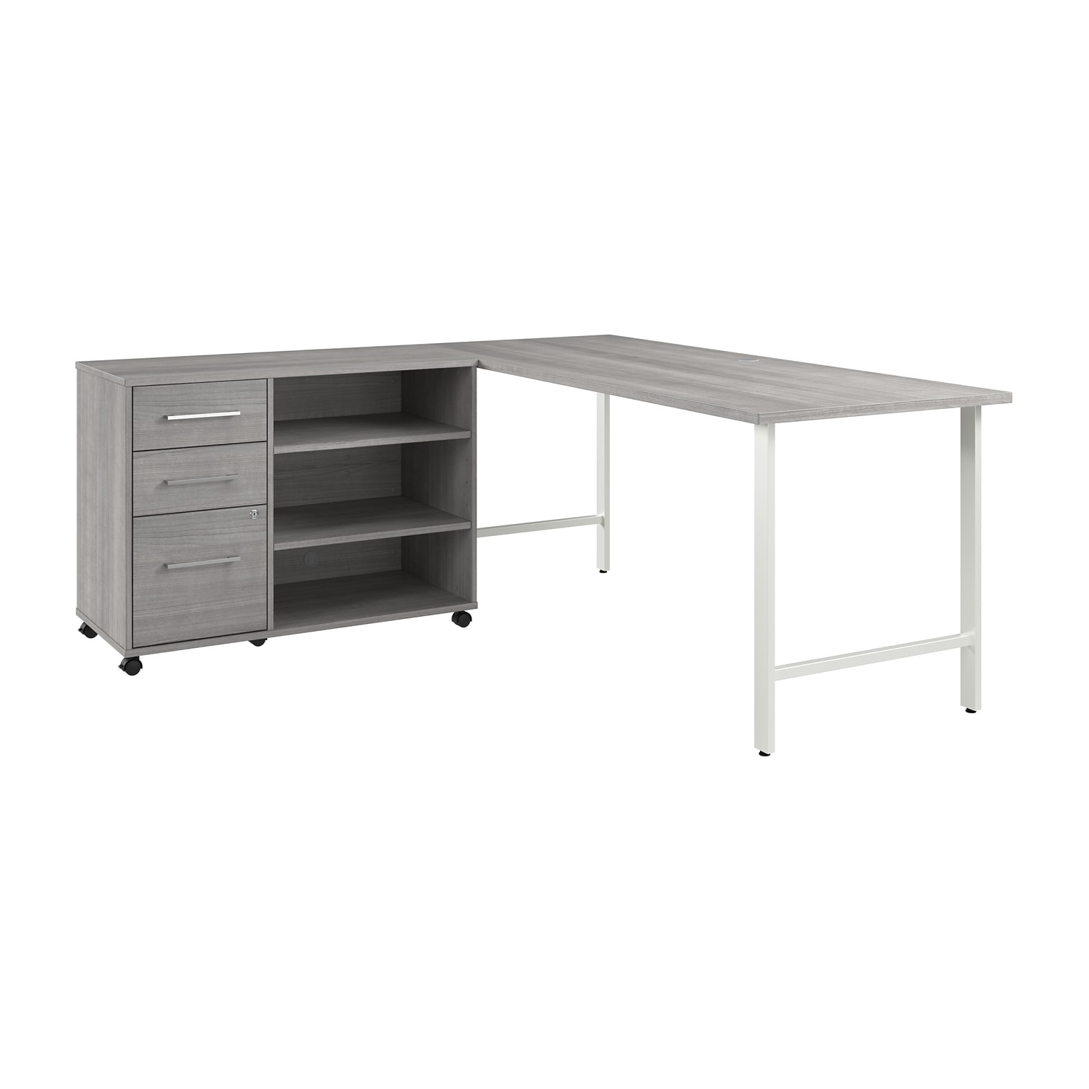 Bush Business Furniture Hustle 72W Computer Desk and Storage Cabinet with Drawers and Shelves, Platinum Gray (HUS010PG)