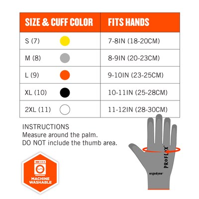 Ergodyne ProFlex 7024 PU Coated Cut-Resistant Gloves, ANSI A2, Gray, Small, 1 Pair (10402)