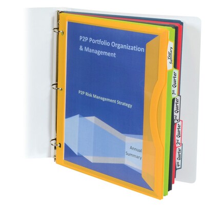 C-Line Poly Binder Pockets With Write-On Index Tabs, 3-Hole Punched, 5 Tabs, Assorted, 5/Pack (CLI06