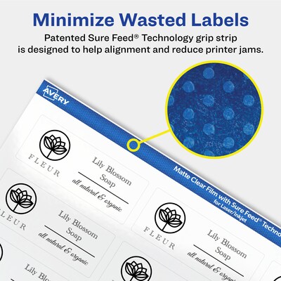 Avery Laser/Inkjet Rectangle Multipurpose Labels, 1" x 2-1/2", Clear, 1200/Box (94221)