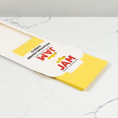 JAM Paper Gift Wrap, 25' x 0.1", Yellow, 6/Pack (2770135262YE)