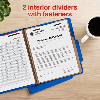 Staples 100% Recycled Heavy Duty Classification Folder, 2-Dividers, 2" Expansion, Letter Size, Dark Blue, 10/Box (ST62550)