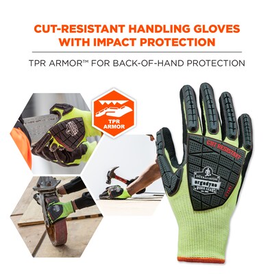 Ergodyne ProFlex 7141 Hi-Vis Nitrile Coated Cut-Resistant Gloves, ANSI A4, Lime, Medium, 1 Pair (179