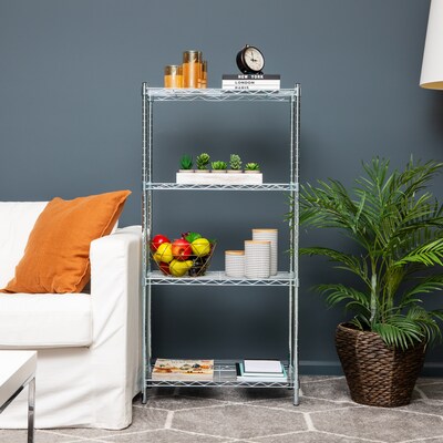Mind Reader 4 Shelf Adjustable Garage Shelving, 11.75"W, Chrome Plate (4TSHELVU-SIL)