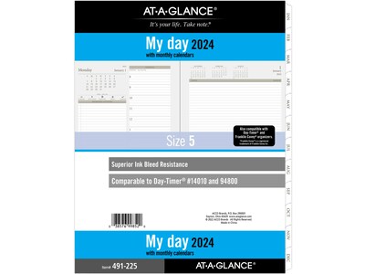 2024 AT-A-GLANCE 11 x 8.5 Daily & Monthly Refill Pages, White/Brown (491-225-24)