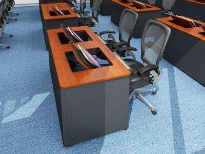 VersaDesk Enclosed Revolution 60W Computer Desk, Cherry/Black (RSD6024-BC)