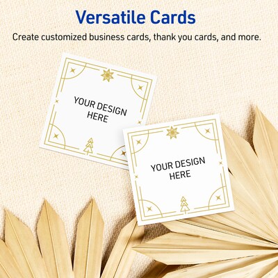 Avery Gold-White Christmas Trees Matte Blank Card, White, 120/Pack (S00-FE1)