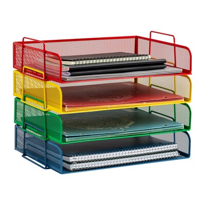 Mind Reader Metal Side Loading Stackable Letter Tray, Multi Colored (DSTACK4-ASST)