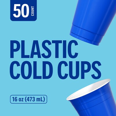 Perk™ Plastic Cold Cup, 16 Oz., Blue, 50/Pack (PK45561)