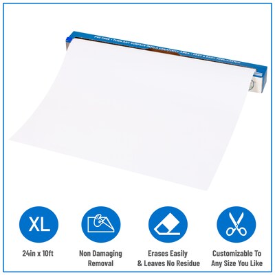 Mind Reader Adhesive Dry-Erase Whiteboard Roll with Dry Erase Markers, 24" x 10' (DWBER-WHT)