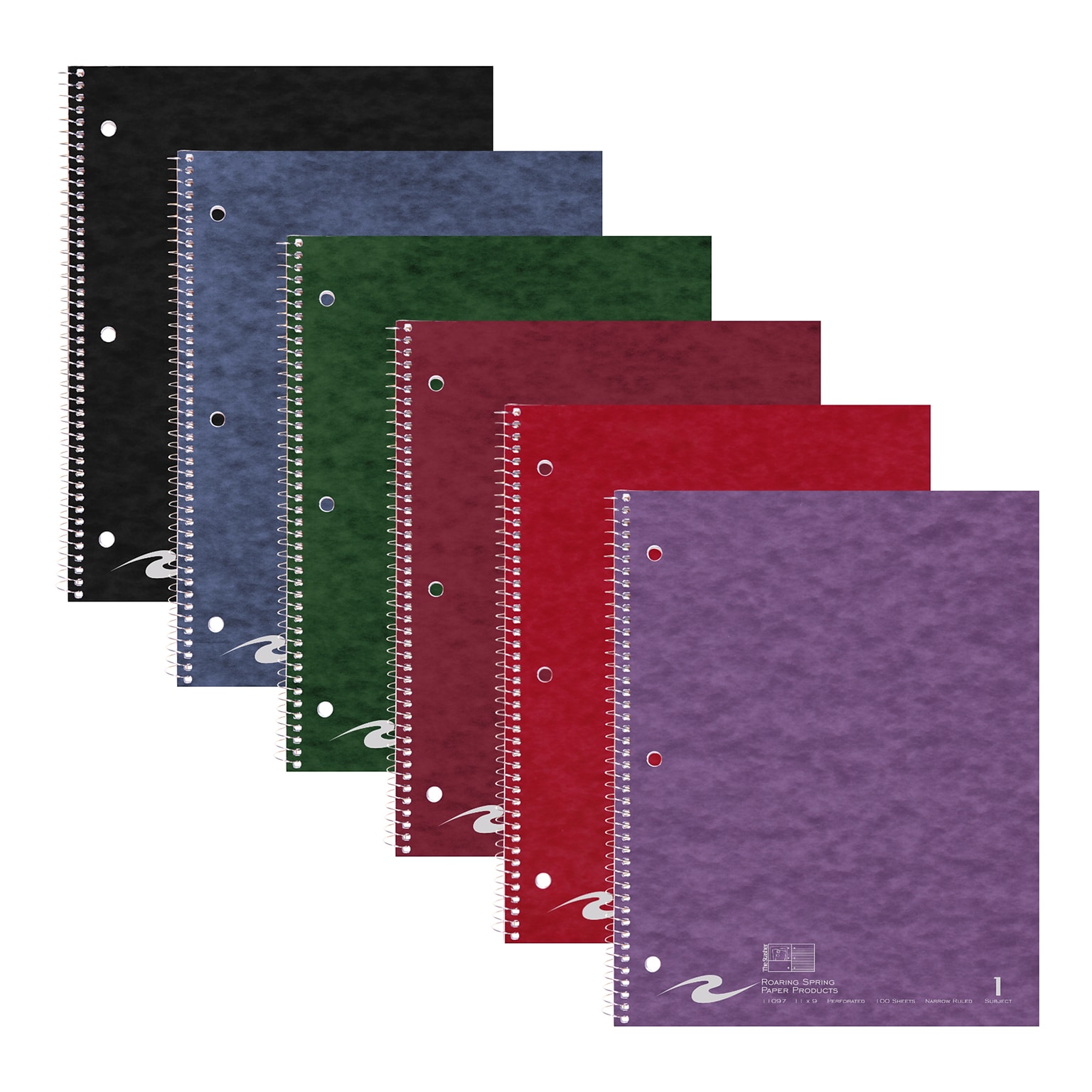 Roaring Spring Paper Products Stasher 1-Subject Notebooks, 8.5 x 11, Narrow Ruled, 100 Sheets, /Carton (11097CS)