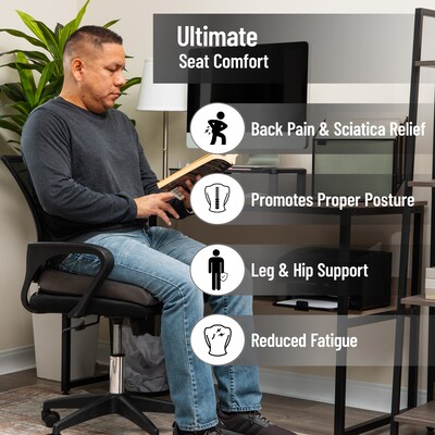 Mind Reader Memory Foam Office Chair Cushion, Black (MEMGEL-GRY)