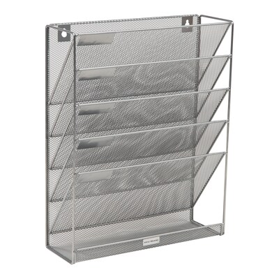 Mind Reader 5-Pocket Metal Mesh Mountable Wall File, Letter Size, Silver (MAGSTACK-SIL)