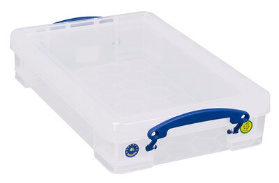 Really Useful Box 4.23 Quart Storage Box with Latching Lid, Plastic, Clear (4L CL)