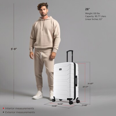 InUSA Trend 28" Hardside Suitcase, 4-Wheeled Spinner, TSA Checkpoint Friendly, White (IUTRE00L-WHI)