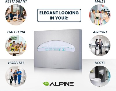 Alpine Industries Toilet Seat Cover Dispenser, Half-Fold, Stainless Steel (483-PKG)