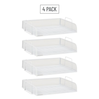 Mind Reader Metal Side Loading Stackable Letter Tray, White (DSTACK4-WHT)