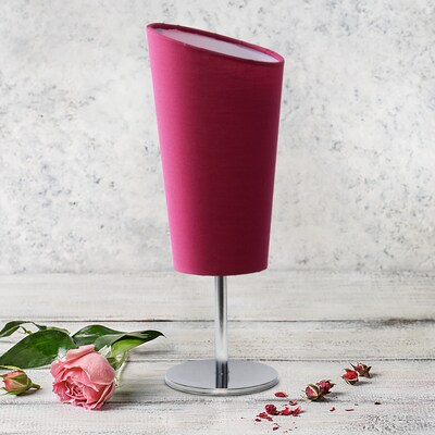 Creekwood Home Chrome Slanted 12.4" LED Table Lamp, Pink (CWT-1012-PN)
