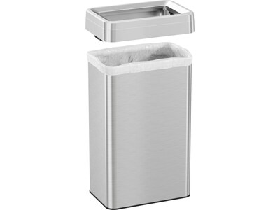 HLS Commercial Stainless Steel Trash Can with Open Lid, 18-Gallon, Silver (HLS18UOT)