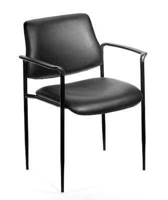 Boss Diamond Caressoft Square Back Vinyl Stacking Chair,  Black (B9503-CS)