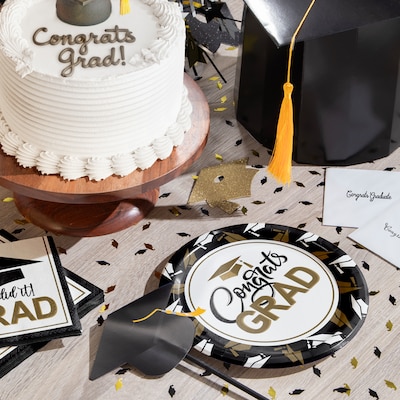 Say Hooray! Graceful Grad Graduation Disposable Paper Plates and Napkins Set, 49/Pack (DTC9638E2A)