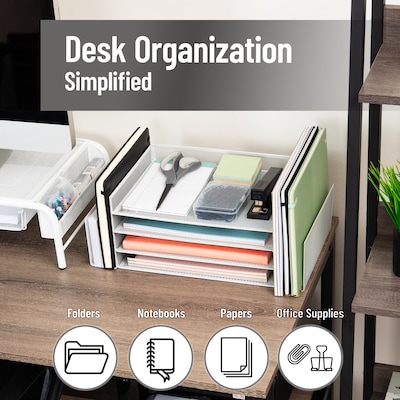 Mind Reader Metal Front Loading Letter Tray, White (4TSIDE2-WHT)