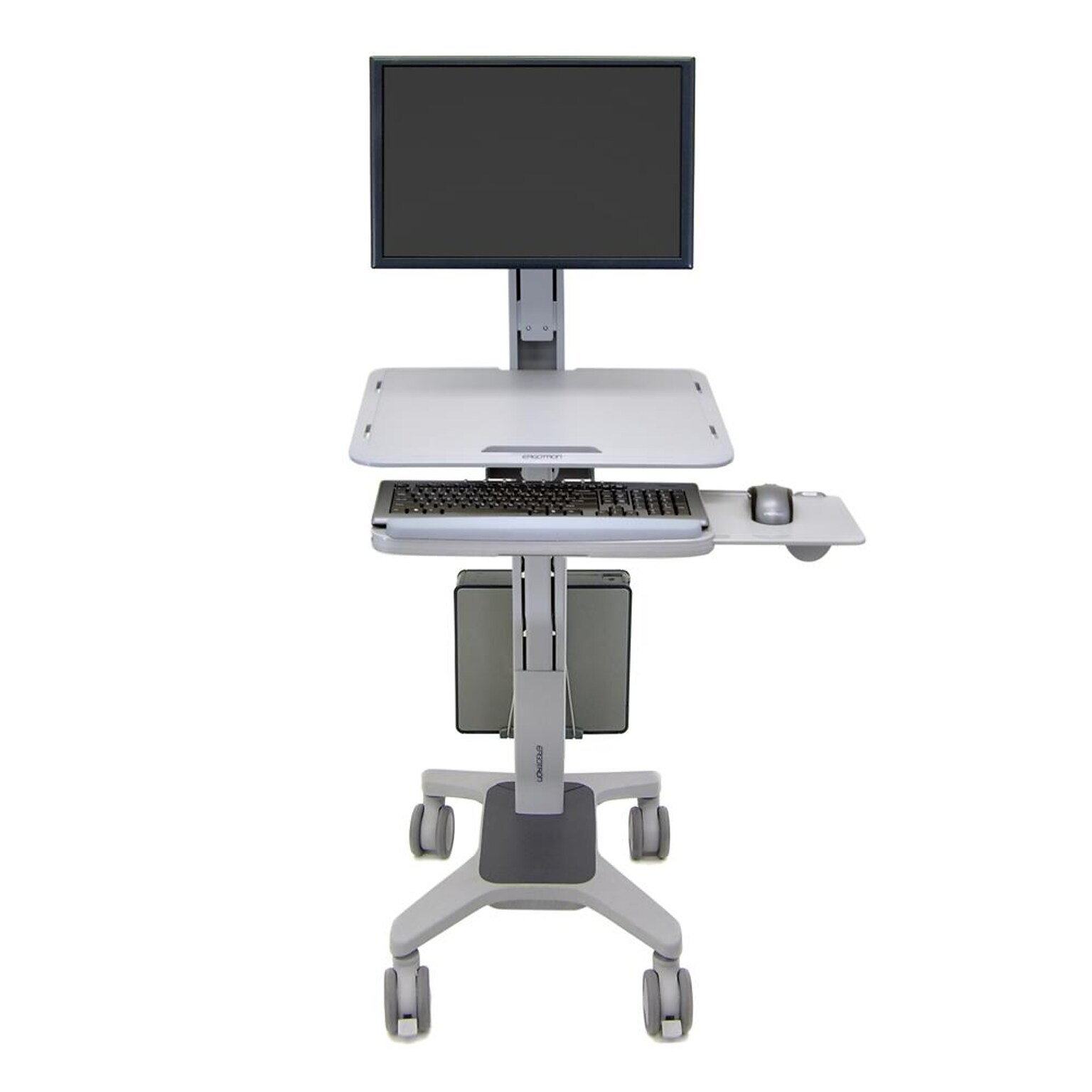 Ergotron WorkFit-C Sit-Stand Workstation for Single LCD Monitor, LD, with Mobile Cart Base, Two-Tone Gray (24-198-055)
