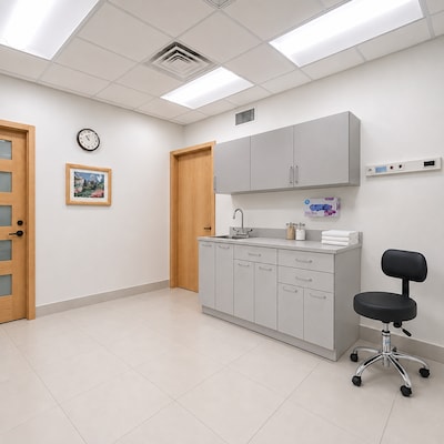 Viva Comfort 36 H x 72 W Medical Cabinet with Left Sink and 72 W Wall Cabinet, 6 Doors, 3 Drawers (90272LS-GRY-WAL)