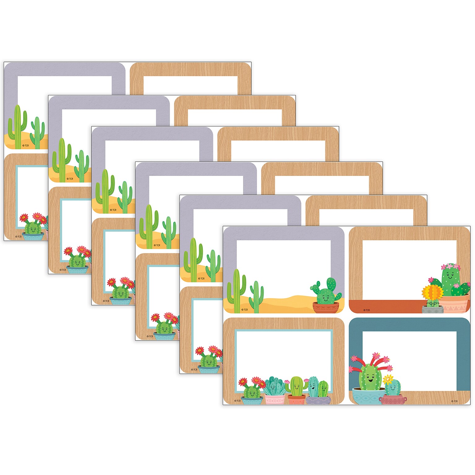 Teacher Created Resources Happy Cactus Crew School Name Tags, 3.5 x 2.5, 36/Pack, 6 Packs/Bundle (TCR6961-6)