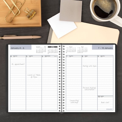2027 AT-A-GLANCE DayMinder 7" x 8.75" Weekly Planner, Faux Leather Cover, Black (G590-00-27)
