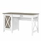 Bush Furniture Key West 54 Computer Desk with Keyboard Tray and Storage, Shiplap Gray/Pure White (K