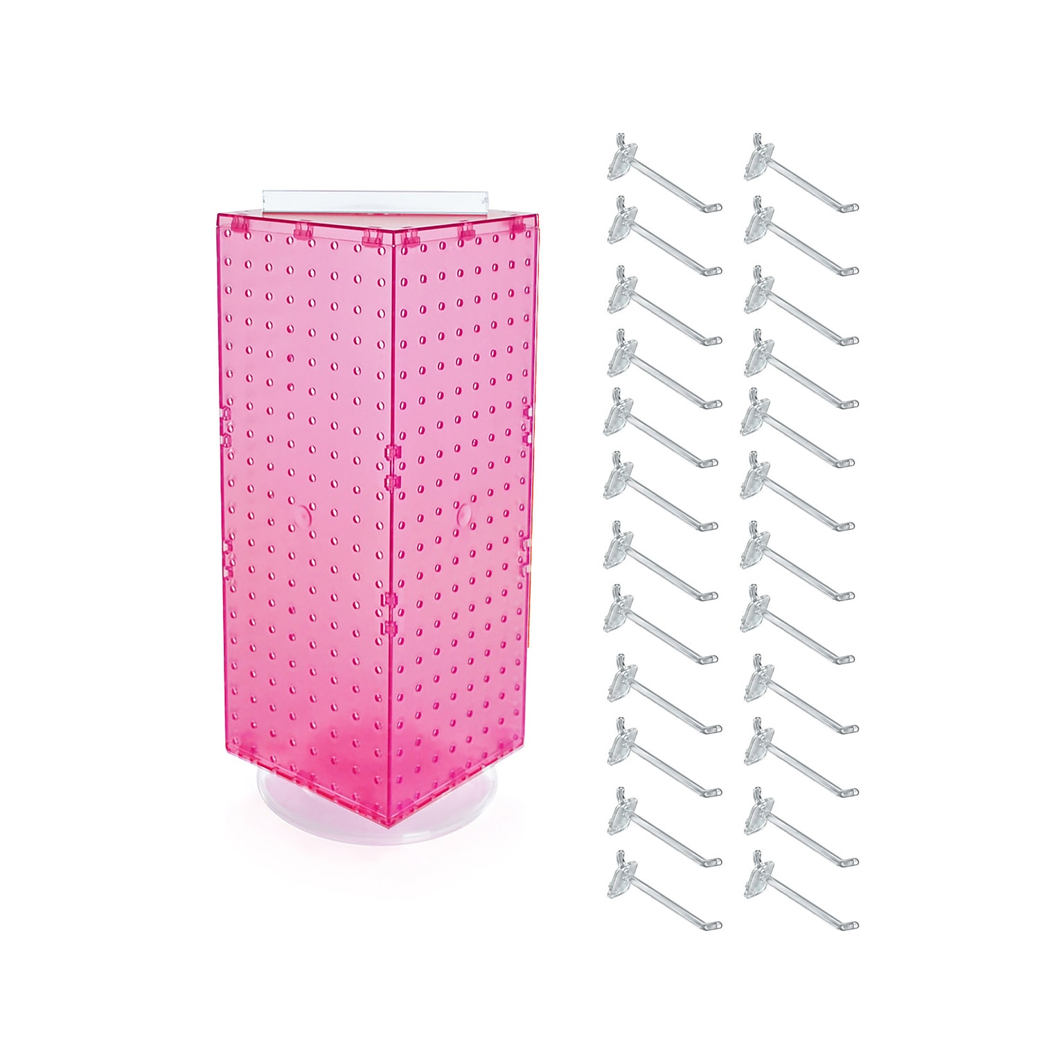Azar 21 x 8 Pegboard 4-Sided Revolving Counter Display, Pink, Each (703385-PNK-4C24)