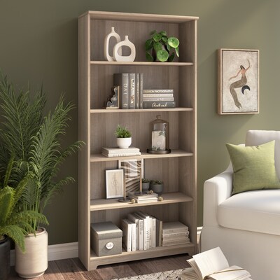 Bush Furniture Cabot 66"H 5-Shelf Bookcase with Adjustable Shelves, Ash Gray (WC31266)
