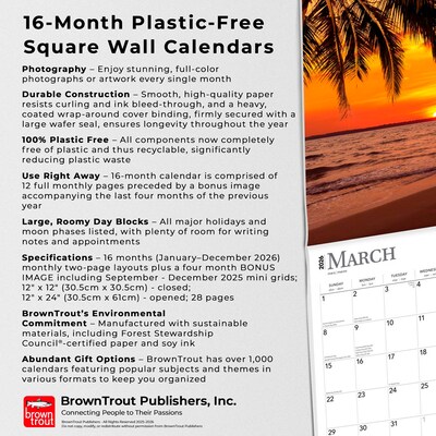 2026 BrownTrout Beaches 12" x 12" Monthly Wall Calendar (9798330702367)