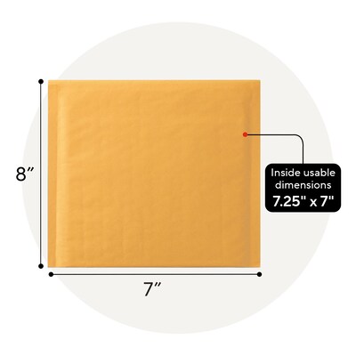 Quill Brand® 8" x 7" Self-Sealing Bubble Mailer, CD/DVD, 25/Carton (ST56654B)