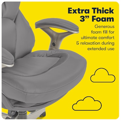 Serta Claremont Ergonomic Bonded Leather Swivel Executive Chair with Back in Motion Technology, Gray (44186A)