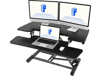 FlexiSpot M7 Series 35W Manual Rectangular Adjustable Standing Desk Converter, Black (M7-E-35B)