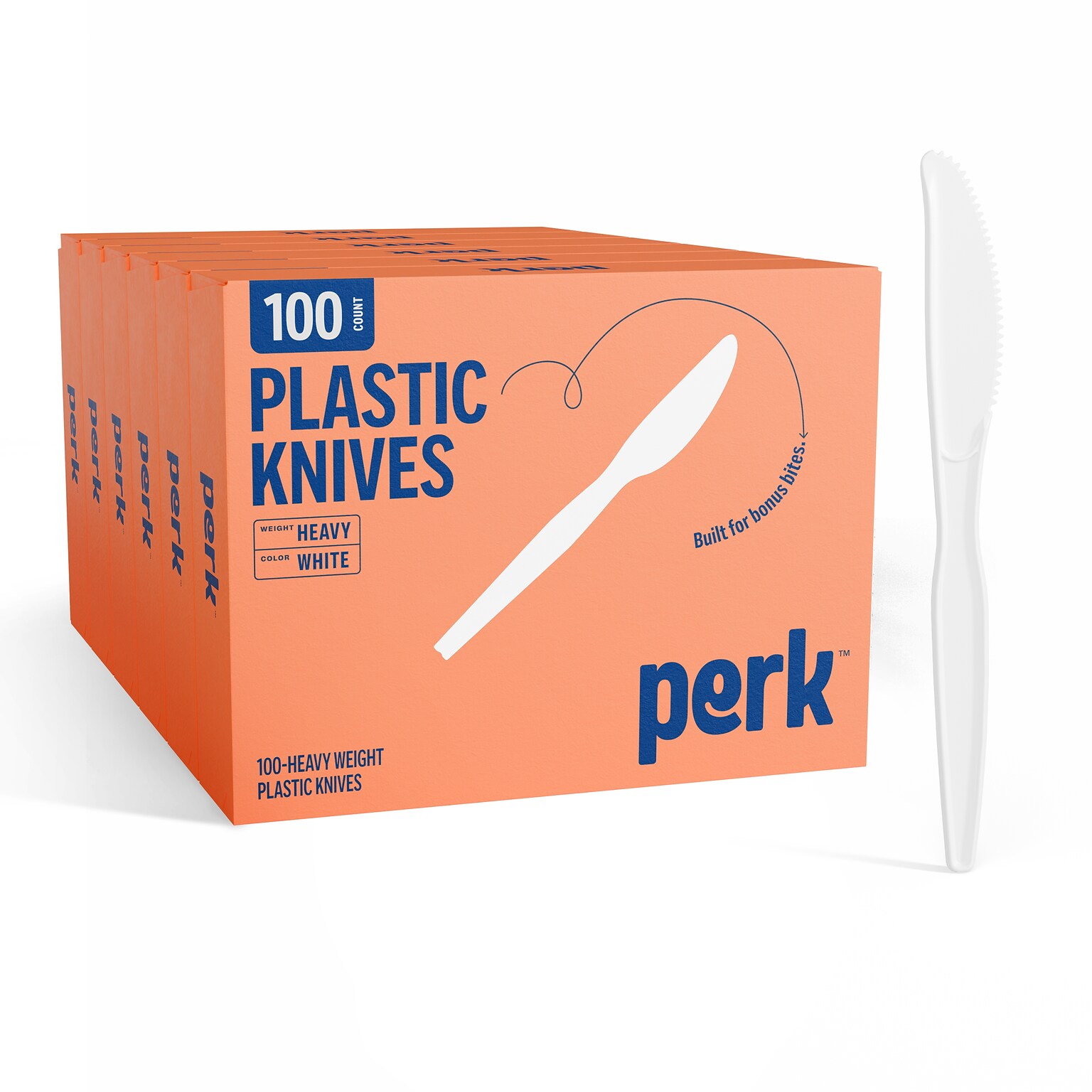 Perk™ Polystyrene Knife, Heavy-Weight, White, 1000/Carton (PK56403CT)