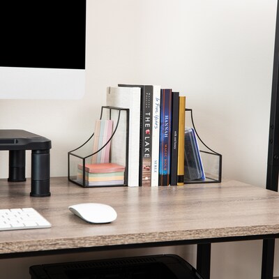 Mind Reader Metal Terrarium Bookends, 6.25", Black (GLBOOK2-BLK)