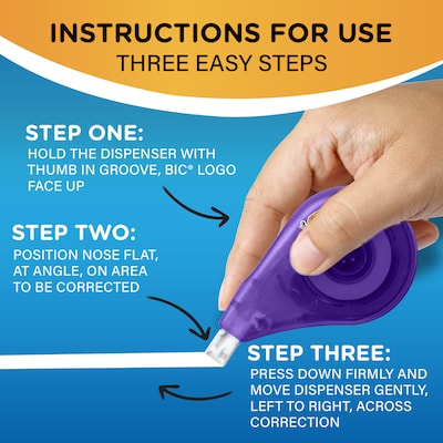 BIC Wite-Out EZ Correct Correction Tape, White, 2/Pack (WOTAPP21-WHI)