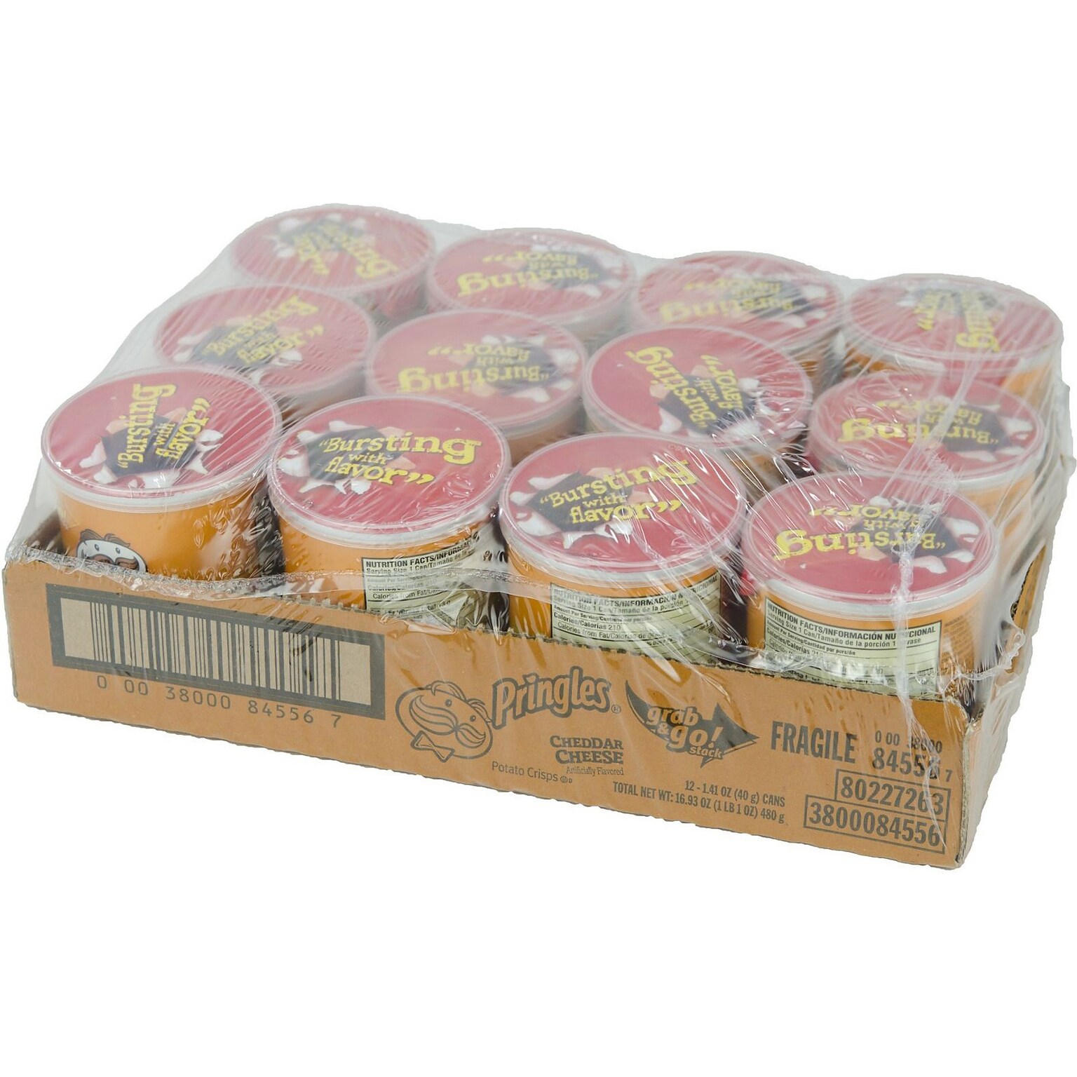 Pringles Grab & Go Cheddar Cheese Crisps, 1.4 oz., 12 Cans/Carton (3800084556)