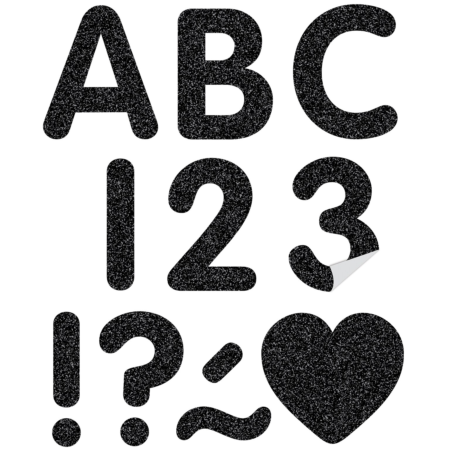 Teacher Created Resources 2 Self-Adhesive Letters and Numbers, Black Glitz, 276/Pack (TCR9647)