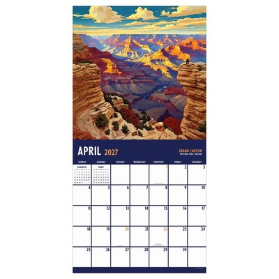 2027 TF Publishing National Parks-Art 12" x 12" Monthly Wall Calendar, Multicolored (27-1140)