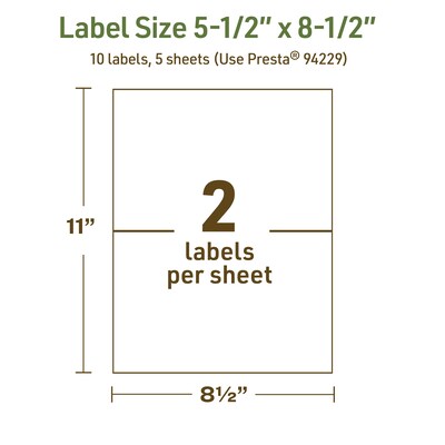 Avery Dissolvable Rectangle Multipurpose Labels, 5.5" x 8.5", Off-white, 10/Pack (94229)