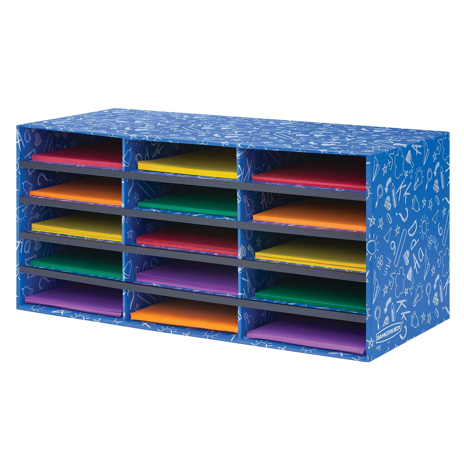 Bankers Box Classroom collection, 15-Compartment Literature Organizers, 28.5 x 12.375, Blue (3384301)