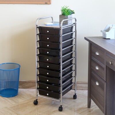Seville Classics 10-Drawer Storage Cart, Black (SHE16218KB)