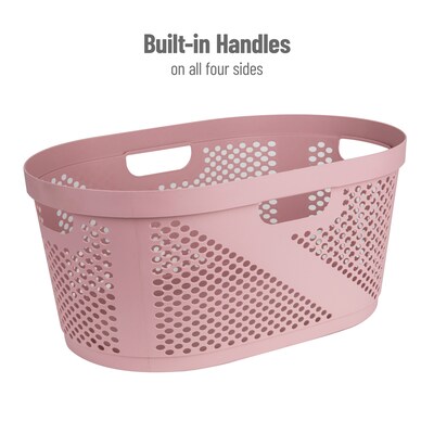 Mind Reader Wide Plastic Laundry Basket, Pink (HHAMP40-PNK)