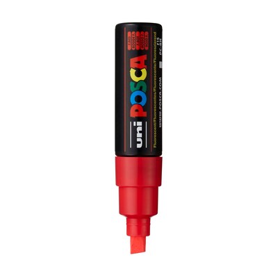 POSCA PC-8K Water Based Paint Marker, Broad Chisel Tip, Fluorescent Red, 2/Pack (UBCPC8KFRED-2)